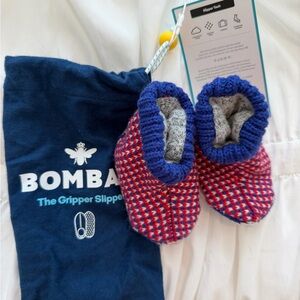 Bombas Red and Blue Kids Gripper Slipper Socks